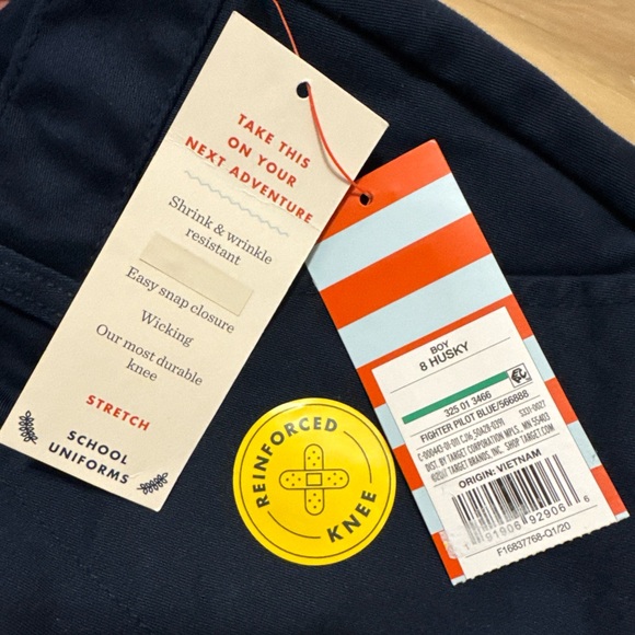 Boys skinny Fit Uniform Dress Pants Cat & Jack Navy Blue 8 Husky NWT - Picture 5 of 6